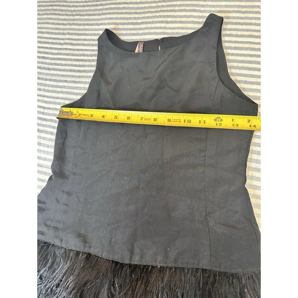 Ruby & Bloom Girls Black Sleeveless Dress Genuine Ostrich Feather‎ Hem Size 7
